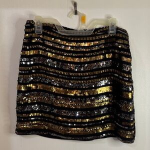 Piperlime Black and Gold Sequin Mini Skirt